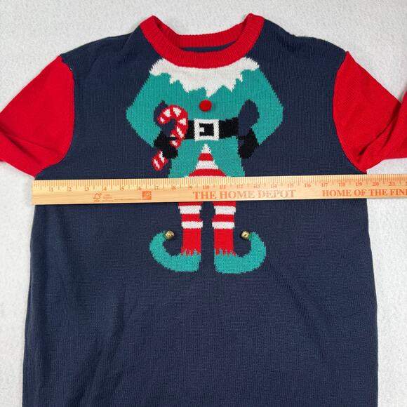 H&M Knit Elf design with Bells Christmas Sweater Small Christmas Sweater Party - Picture 7 of 10